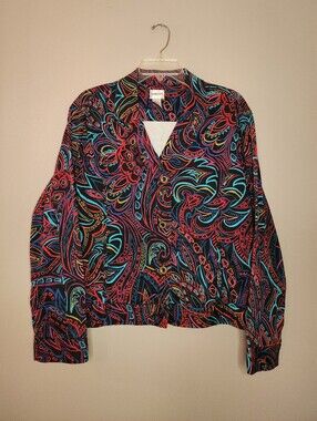 Chico's Colorful Paisley Artsy Button-Up Blazer Size 3